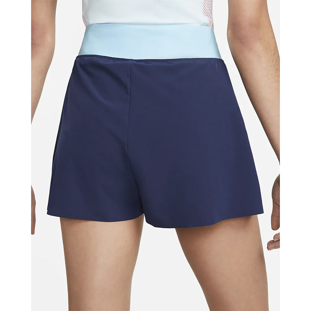 Short Nike Court Dri-Fit Slam (Femme) - Bleu Marine/Bleu Glacier/Blanc