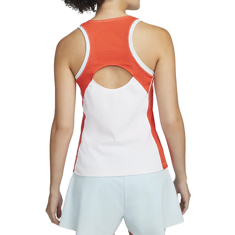 Débardeur Nike Court Dri-Fit Slam (Femme) - Blanc/Orange Équipe/Bleu Glacier/Noir