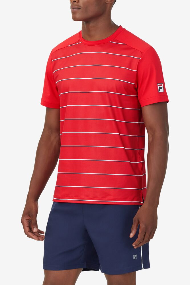 Fila Heritage Tennis Striped Crew (Men's) - Red (Available: Size S)