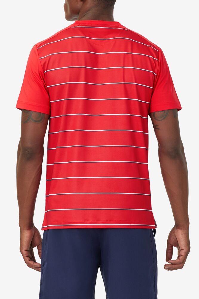Fila Heritage Tennis Striped Crew (Homme) - Rouge (Disponible : Taille S)
