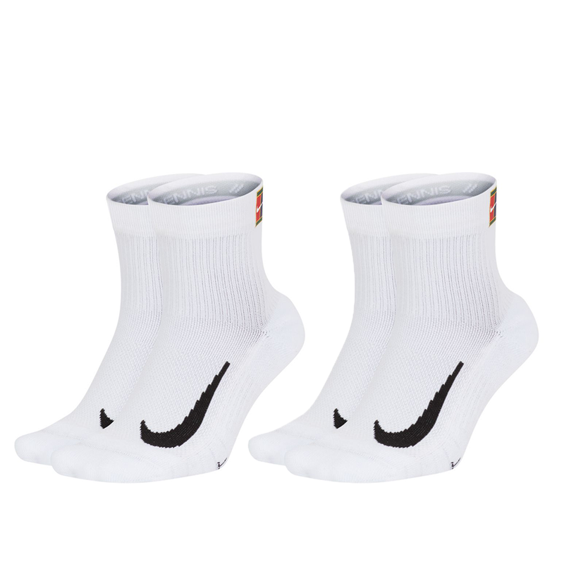 Nike Court Multiplier Max Tennis Ankle Socks (2 Pack) - White/White