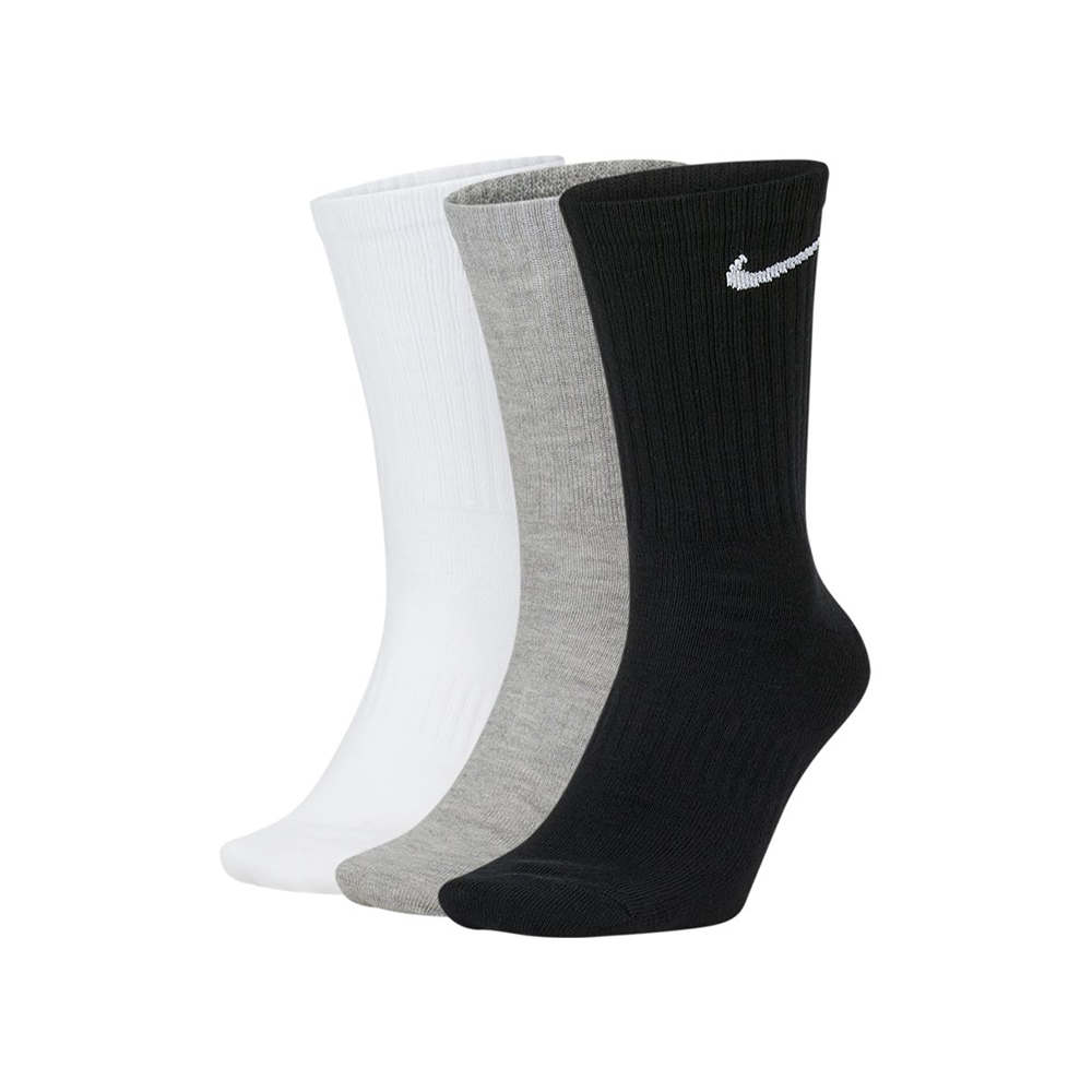 Nike Everyday Cotton Lightweight Crew (3-Pack) - Grey/White/Black