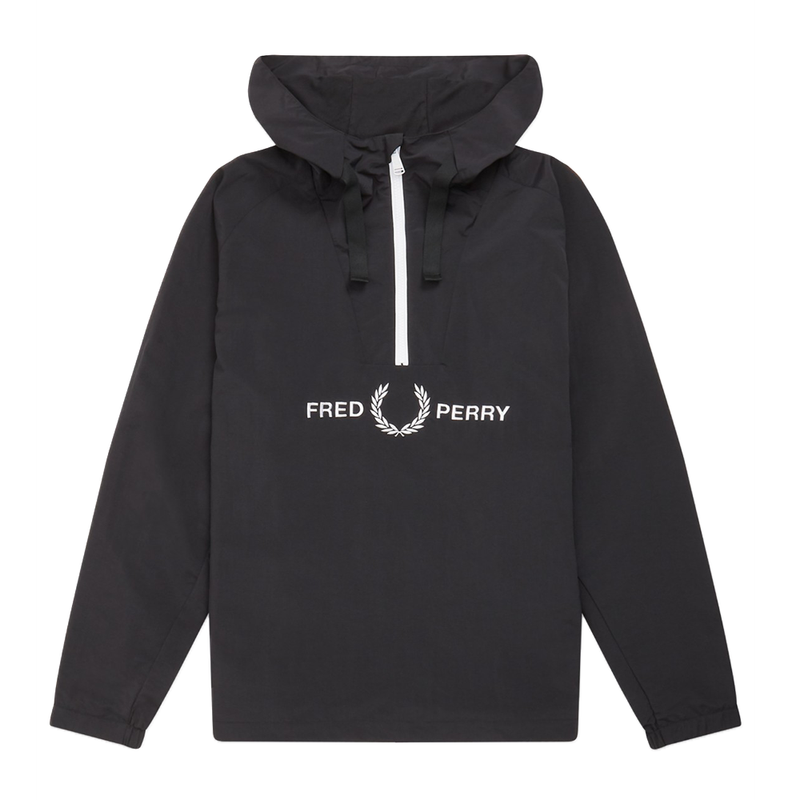 Fred Perry Embroidered Half Zip Jacket (Men's) - Black-Tops- Canada Online Tennis Store Shop