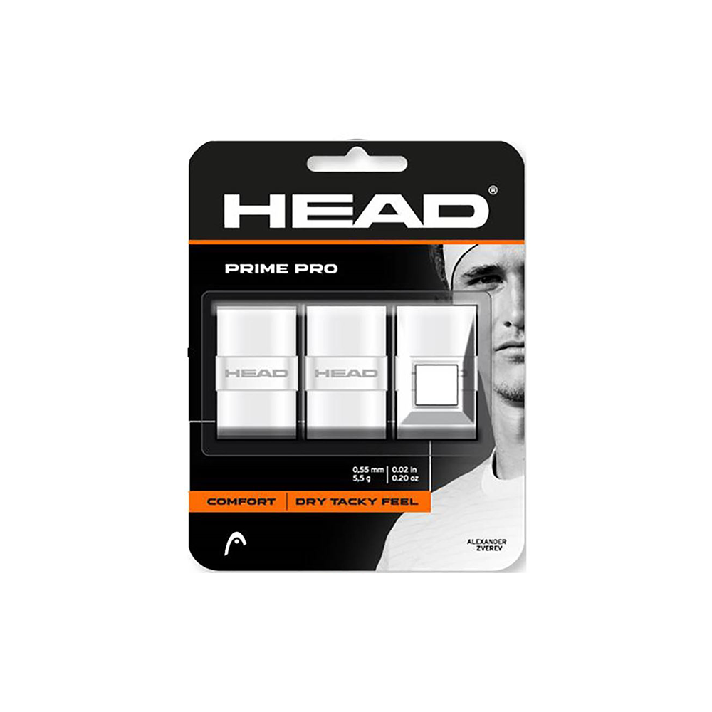 HEAD Prime Pro Overgrip (3 pack) - White-Grips- Canada Online Tennis Store Shop