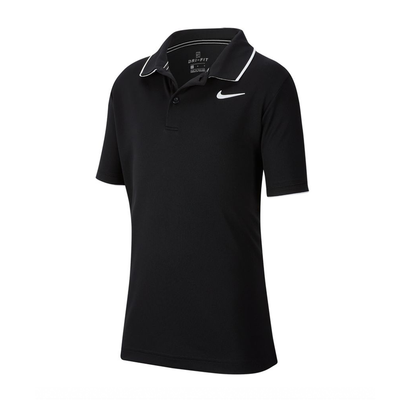 Nike Court Dri-Fit Tennis Polo (Boy's) - Black/White-Tops- Canada Online Tennis Store Shop