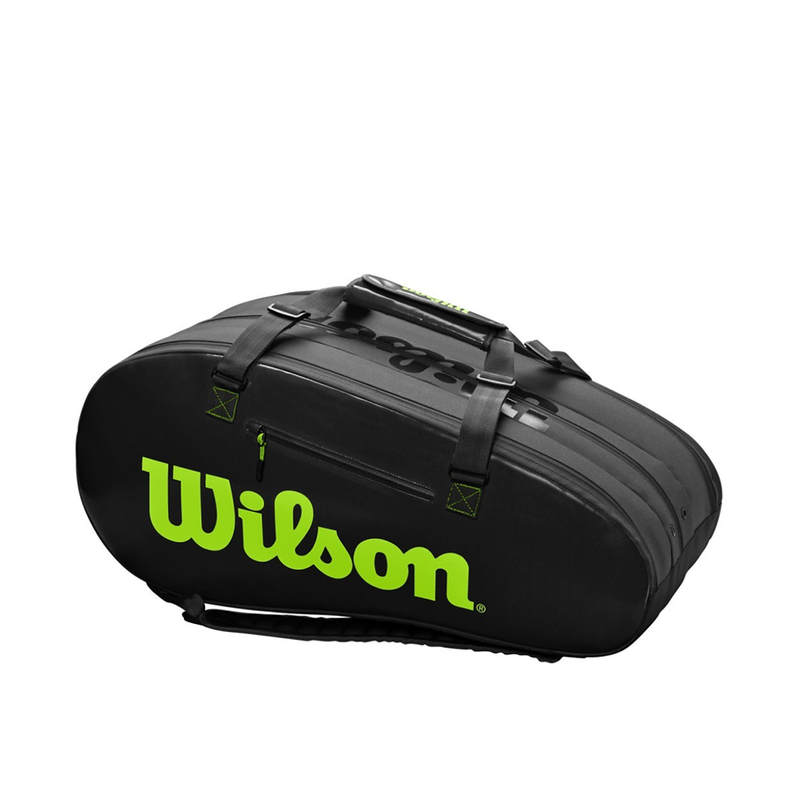 Wilson Super Tour 3 Compartment 15 Pack Bag - Black/Green-Bags- Canada Online Tennis Store Shop